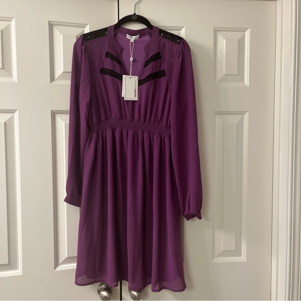 Momo Maternity Deep Purple Long Sleeve Dress